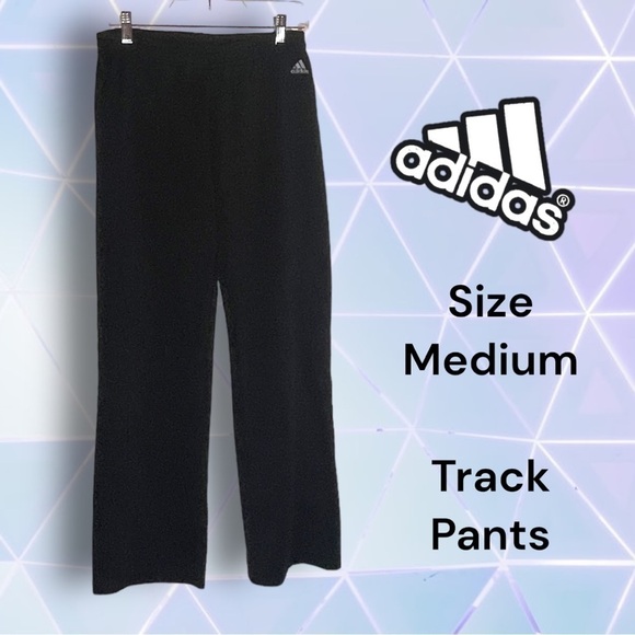 Adidas Solid Black Track Pants Size Medium Vintage Super Clean! - Picture 1 of 14